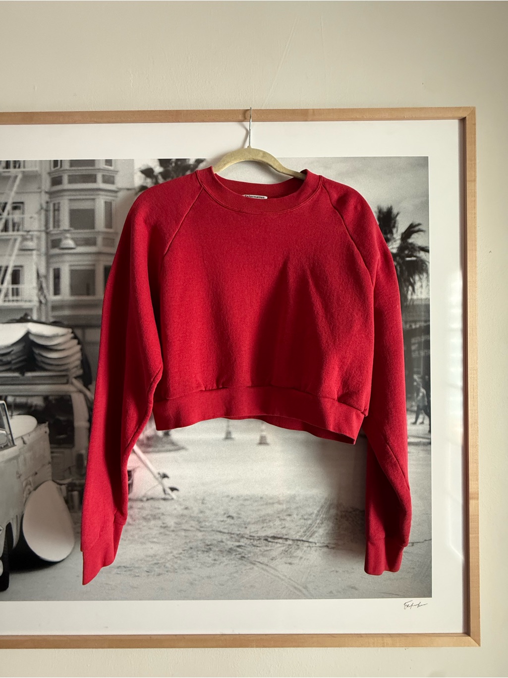 Vintage Reformation Red Cropped Crewneck Sweatshirt Made In Usa